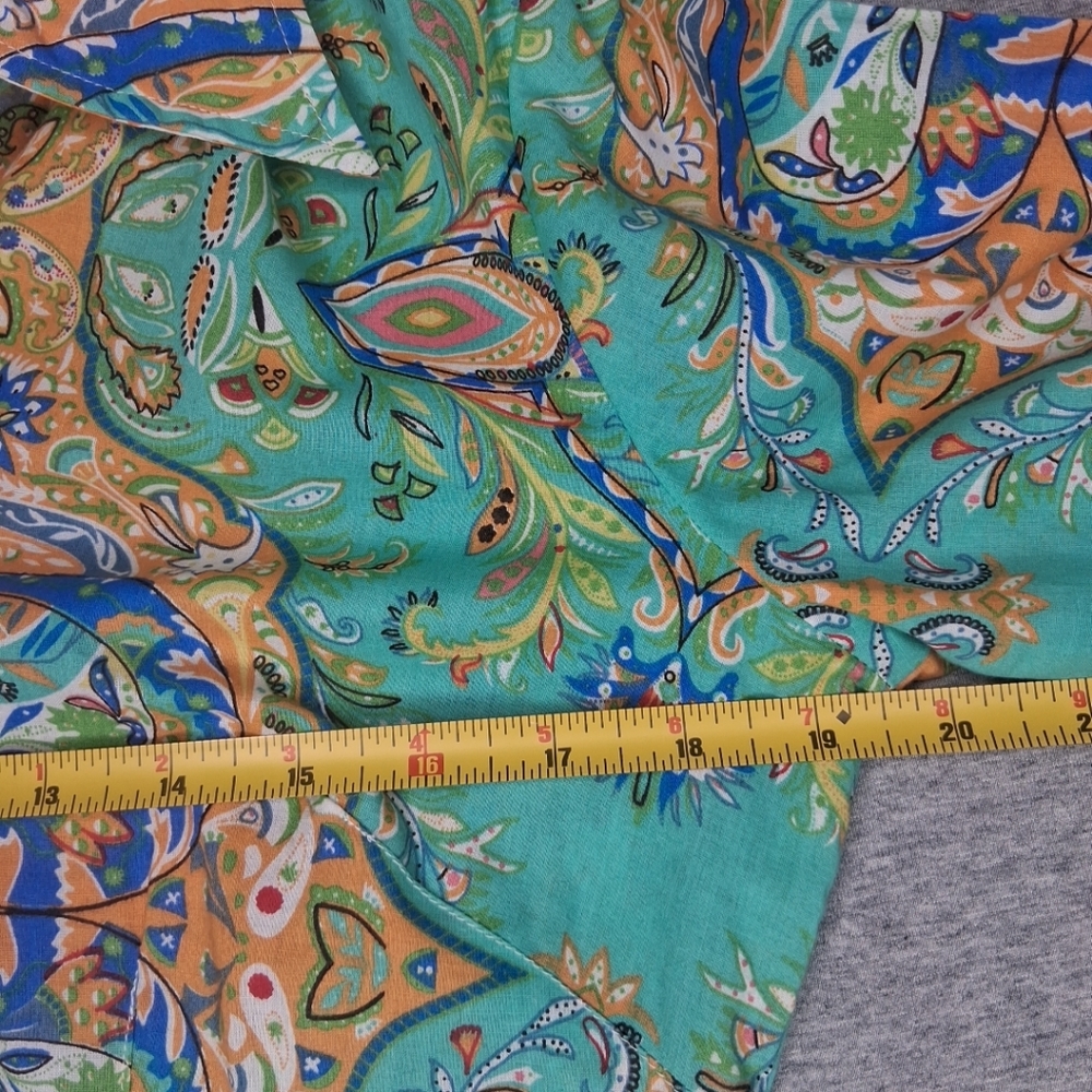 Tizzie Long Sleeve Button Up Blouse Preppy Paisley Bright Colorful Cotton Size S - Picture 14 of 16